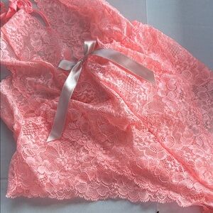Victoria's Secret Lace bodysuit halter Coral Pink S